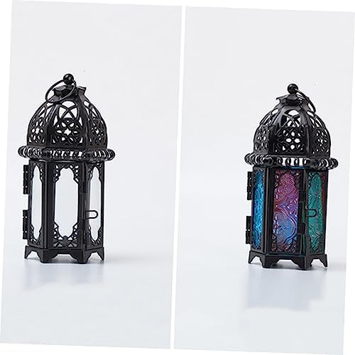 2pcs Morocco Style Iron Glass Candle Lanterns Xmas Decorative - Image 7