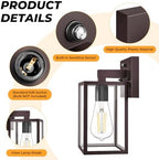 FOLKSMATE 2 Pack Dusk to Dawn Outdoor Wall Light Fixtures, Exterior Porch Light, Waterproof Wall Sconces Lanterns, Sensor Lighting Wall Mount for House Doorway Garage, Dark Chocolate - Image 4