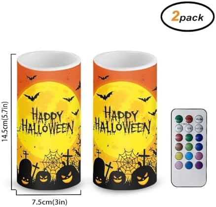 Happy Halloween Flameless Candles Bulk Battery Operated Candles with Remote and Timer for Trick or Treat Party Decorations, Pumpkin Flickering LED Elictric Pillar Tealights - Image 2