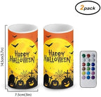 Happy Halloween Flameless Candles Bulk Battery Operated Candles with Remote and Timer for Trick or Treat Party Decorations, Pumpkin Flickering LED Elictric Pillar Tealights - Image 2