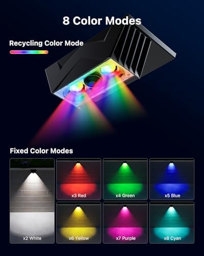 RGB L-Shape Solar Fence Lights, Outdoor Waterproof, 8-Pack - Image 2