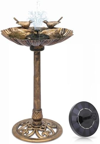 Magshion 31.5" Bird Bath with Solar Fountain for Outside, Bronze by Magshion