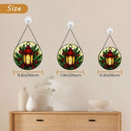 Stained Glass Suncatcher Christmas Lantern Window Hanging, Holiday Home Decor with Red Berries and Pine, Unique Gift for Mom, Wife, Her, Winter Garden Wall Art (Mixed,11.8×11.8 in) - Image 2