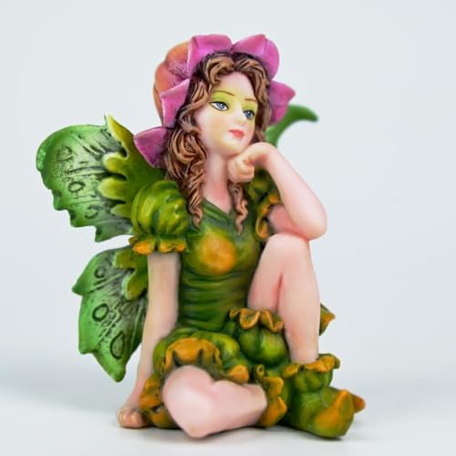 Fantasy Fairy Figurine, 3.15 Inch Mini Garden Fairy Statue, Hand-Painted Resin Indoor Outdoor Decor for Desk, Plant Pot, Fairy Garden (Green & Pink) - Image 6