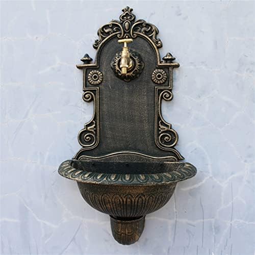 Antique Gold Cast Iron Wall Mounted Hand Sink Farm House Home Garden Decor Heavy Metal Wash Stand Handmade Wall Decor Wash Basin Wall Water Fountain by Unknown
