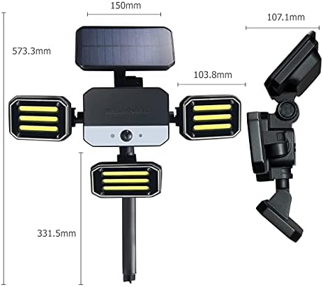 Bionic Floodlight Solar Light Outdoor Waterproof Patio Light Motion Sensor Outdoor Lights w/ Remote Control 3 Heads Wall Lights - Wireless, 50% Brighter-108 COB LED For Lawn, Garden, As Seen On TV - Image 6