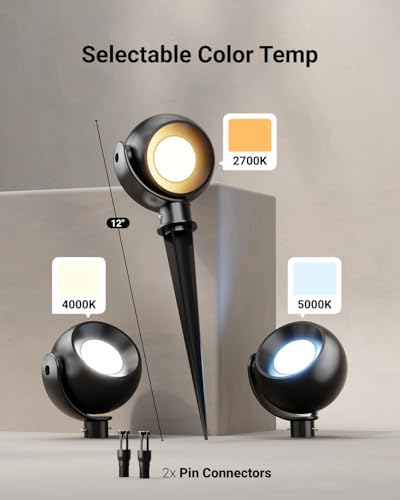 Sunco 4 Pack LED Low Voltage Landscape Lighting Spotlight Spheres - Image 3