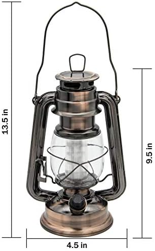 YAKii LED Vintage Lantern Metal Hanging Hurricane 12 LED Dimmer Switch Warm White Battery Operated Power Outage Indoor Camping Lighting Outdoor Brooklyn (Copper 2 Pack) - Image 4