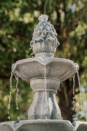 XBrand 51 Inch 3 Tier Outdoor Freestanding Waterfall Fountain with Pump and Pineapple Finial, Decorative Resin Garden Water Feature for Patio, Yard, Lawn, and Backyard Decor, Gray - Image 4