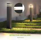 ASD 24" Square Bollard Light Fixture, Outdoor Pathway Floor Lamp | Antiglare, Waterproof, ETL Listed | 60W E26 Bulb Socket 120V | Landscape Hardwired Lighting, Exterior Post Lantern | Black, 4 Pack - Image 7