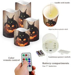 Jack O Lantern Black Cat Battery Operated Candles with Flickering Flame Timer Flameless Fake Pillar Candles Color Changing Led Electric Candles Tea Light for Halloween Party Home Decor - Image 3