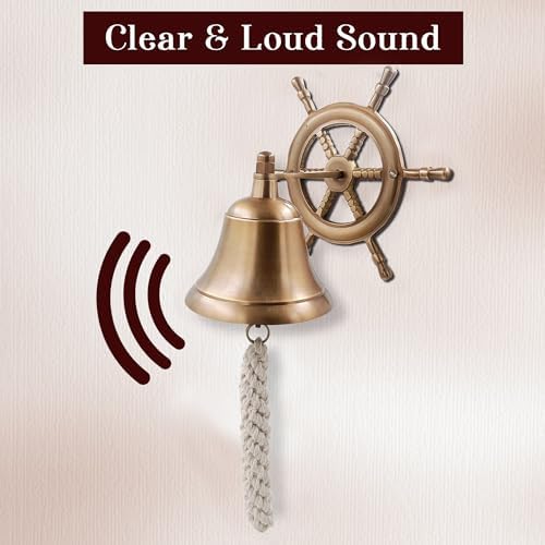 THDC Steering Wheel Wall Mounted Solid Brass Bell for Dinner, Indoor, Outdoor, School, Bar, Reception & Church - 4 Inch - Image 2