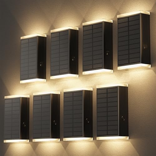 Solar Lights Outdoor Up and Down, 13 Modes 8pcs Solar Wall Lights Outdoor by Gbeast
