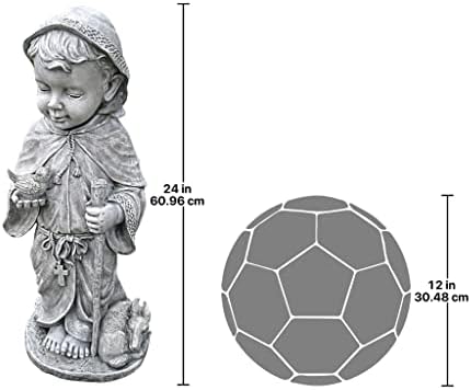 Design Toscano Baby Francis of Assisi Animal Patron Religious Garden Statue, Large Size, 23 inches tall, Cast Stone Resin, Gray Stone Finish - Image 3