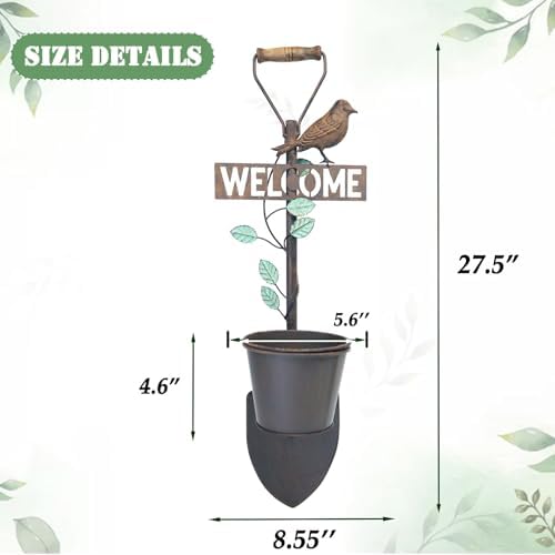 2Pcs Metal Wall Planter ,Vintage Wall Hanging Planter with Welcome Sign - Image 2