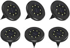 Solar Ground Lights 8 LED Disk Light Solar Powered Outdoor In-Ground Landscape Path Lights for Garden Lawn Yard Patio Driveway Walkway Pool Patio Deck Pathway,6 Pack,Warm White,Black Finish - Image 7