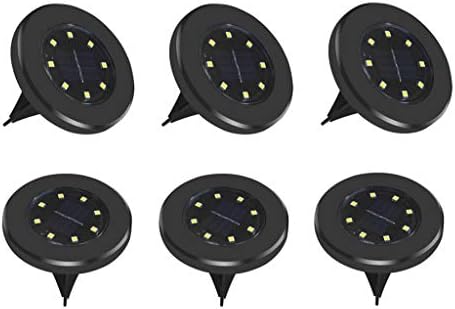 Solar Ground Lights 8 LED Disk Light Solar Powered Outdoor In-Ground Landscape Path Lights for Garden Lawn Yard Patio Driveway Walkway Pool Patio Deck Pathway,6 Pack,Warm White,Black Finish - Image 7