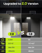JACKYLED Solar Lights Outdoor 299 LED 1000 Lumens Bright Solar Black 2 Pack - Image 2