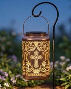 Solar Lantern with Shepherd Hook Hanging Pole, Cross, Religious Decorations | Decorative Outdoor Waterproof Garden Lantern | Catholic Christian Gift Idea for Home, Yard, Patio, Backyard, Porch by MustardMountain
