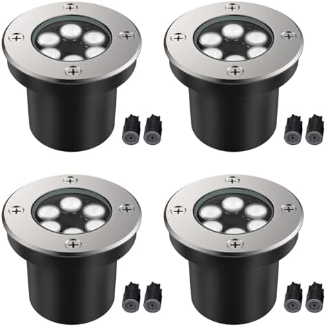 JESLED 4 Pack Low Voltage Landscape Lights, 6000K LED Well Lights by JESLED