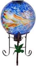 10" Diameter Solar Gazing Ball with Hummingbird Metal Stand (Blue) by YELENEW