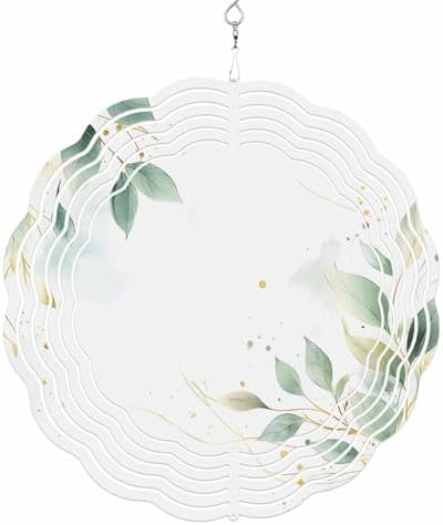 Wind Spinners for Yard Garden, Summer Green Botanical 3D Stainless Steel Round Hanging Spinners Indoor Outdoor Kinetic Yard Art,12 Inch, Watercolor Country Plant - Image 6