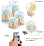 Starfish Beach Flickering Flameless Candles Battery Operated Candles Set of 4 with Remote Control Timer Color Changing Pillar Candles Bulk Tea Lights Home Table Kitchen Decoration - Image 3