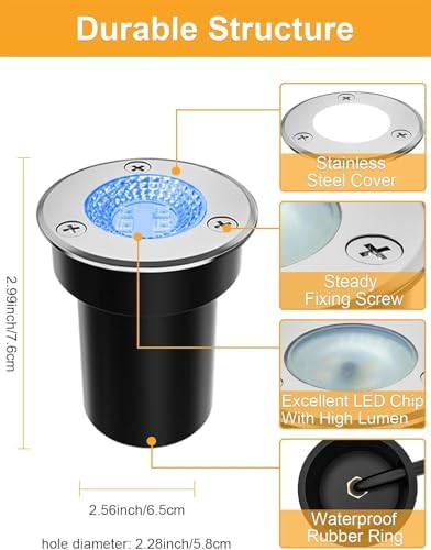 ZUCKEO Low Voltage Landscape Lighting RGB Well Lights Landscape LED In Ground Light, Outdoor Color Changing Landscape Lights, 12-24V Accent Spotlight for Yard Garden Pathway (20Pack with Connectors) - Image 6