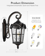 VIANIS Outdoor Wall Light, 16.9" Black Roman Dusk to Dawn Outdoor Lighting - Image 6