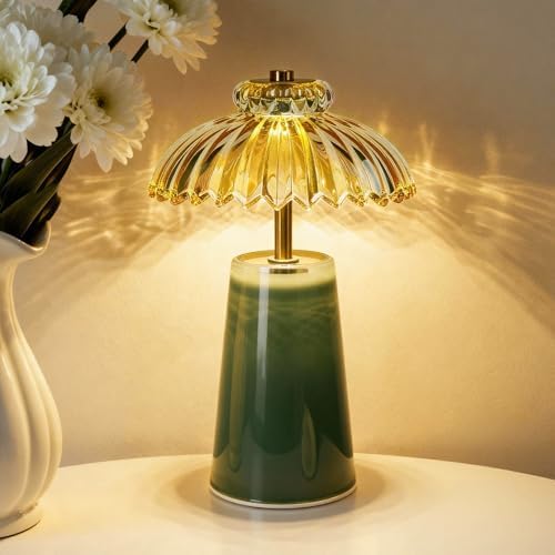 MJ PREMIER Battery Operated Lamp, Small Cordless Lamp with Timer, Green by MJPREMIER