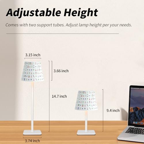 Mr. White Outdoor Waterproof Cordless Rechargeable Portable Top Touch Battery Operated Powered LED Table Lamp with Wicker lampshade for Restaurant Kitchen Patio Dinner Dining (Mahjong) - Image 4