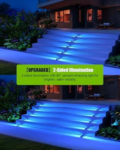 DetarZinLED Blue Solar Step Lights, 12 LEDs 2-Sided Glow, IP68, 4 Pack - Image 5