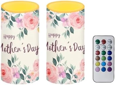 Happy Mother's Day Flameless Candles Realistic LED Candles Battery Operated Candles Set of 2 with Timer Remote Control Long Lasting Home Decor Gifts for Mom by NETILGEN