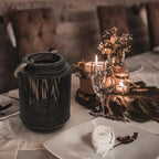KALLORY Woven Rattan Lantern Candleholder Portable Hand-Weaving Decorative Windproof Candle Holder for Home, Garden, and Balcony Accent Lighting (Black Small, Without Candle) - Image 7