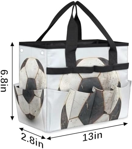 Football Ball Garden Tool Bag, Garden Tote Storage Bag with 10 Pockets, Indoor and Outdoor Soccer Gardening Tool Organizer for Women Men - Image 3