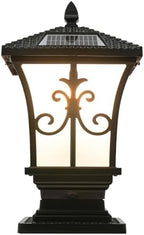 Solar Post Light with Remote Control, Outdoor Column Pillar Lamp Dusk to Dawn IP44 Waterproof for Yard, Garden, Porch, Adjustable Color Temperature, Black Modern Design (5.9x5.9x14.96in) by fagauhds