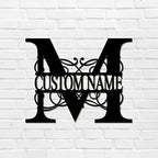M Custom Name Initial Letter Monogram Decorative Metal Sign Door Hanger Sign Personalized Long Lasting Laser Cut Metal Wall Artwork Cut Out Sign for Dining Room Bedroom Garden Decorations Home Decor by Unknown