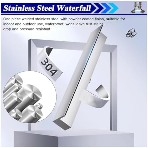 Pool Fountain Acrylic Waterfall Spillway Decorative Water Feature,Outdoor Pool Fountain & Pond Waterfall Kit - 59in Wall Recessed Spillway for Front Yard, Fish Pond & Spa Decorations, Compl - Image 4