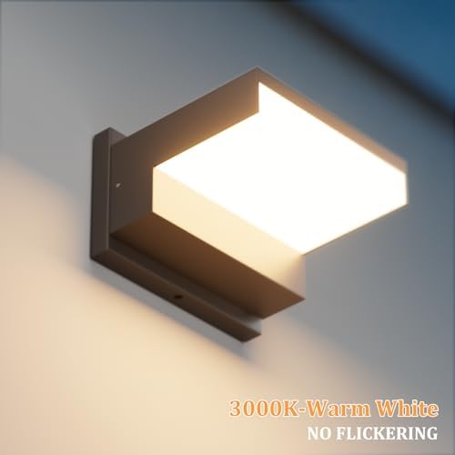 2 Pack Modern Outdoor Wall Light 3000K Aluminum LED Exterior Wall Sconces IP65 Waterproof for Patio Porch(Black) - Image 4