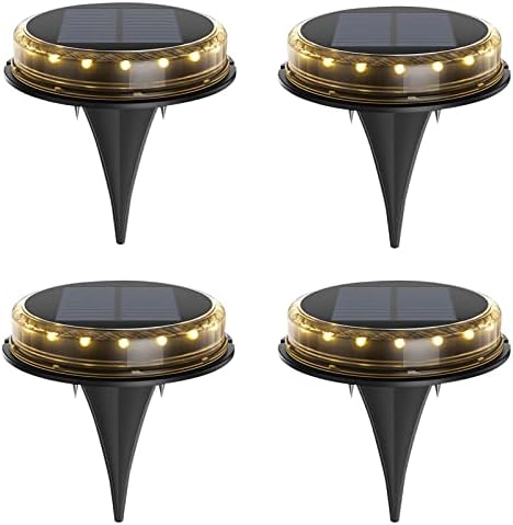 4-Pack Solar Ground Lights Warm White Light Disk Light Solar Powered Outdoor Waterproof in-Ground Lights Warm White Light for Pathway, Yard, Deck, Lawn, Patio, Walkway by Edearkar