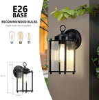 Outdoor Wall Light, Exterior Lighting Fixture Wall Lantern, Black Porch Light Fixture with Clear Beveled Glass, Outdoor Wall Sconce Waterproof Anti-Rust E26 Socket for Front Door, 2 Pack - Image 3