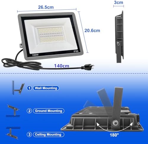 100W RGB LED Floodlight Outdoor 4pcs, Smart RGBCW Flood Lights Colorful with Bluetooth WiFi APP Control Spotlight Color Changing Dimmable Party Lights for DJ Disco Party Garden Halloween Stage - Image 2