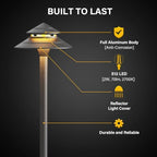 GOLDEN STAR Low Voltage Pathway Lights, 2W 70LM 12V Two-Tier Pagoda Landscape Lighting, 2700K Warm White Outdoor Walkway Garden Lights with Connectors and Stakes, 2 Pack 9128-21601-G02 - Image 4