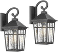 Darkaway 2pcs Large Outdoor Wall Lights for House, 18inch Exterior Lighting Fixtures Wall Mount Outdoor Porch Lights Black Outside Sconce Lights with Water Ripple Glass for Patio Garage Hallway by Darkaway
