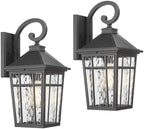Darkaway 2pcs Large Outdoor Wall Lights for House, 18inch Exterior Lighting Fixtures Wall Mount Outdoor Porch Lights Black Outside Sconce Lights with Water Ripple Glass for Patio Garage Hallway by Darkaway