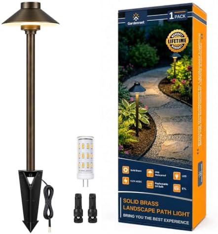 Gardenreet Solid Brass Low Voltage Hat-Top Path Light, Bronze, G4 2700K 1Pk by Gardenreet