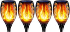 Solar Lights 96 LED Waterproof Flickering Flames Tiki Torch Light - Outdoor Waterproof Landscape Decoration Backyard Pathway Lights - Auto On/Off for Garden, Driveway, Patio, & More 4 Pack by 5+STAR+SUPER+DEALS