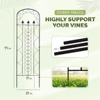 Idzo 71 in. Decorative Metal Trellis for Climbing Plants Outdoor, Heavy-Duty Steel Garden Trellis with Durable Powder Coating, Black - Image 3