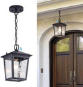Outdoor Dusk to Dawn Pendant Light Black Outdoor Porch Hanging Light by SmeikeLighting