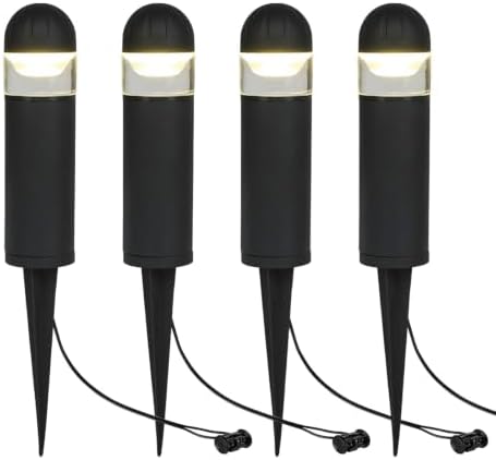 Low Voltage Landscape Lighting Aluminum LED Bollard Lights 4 Pack by MULANDI